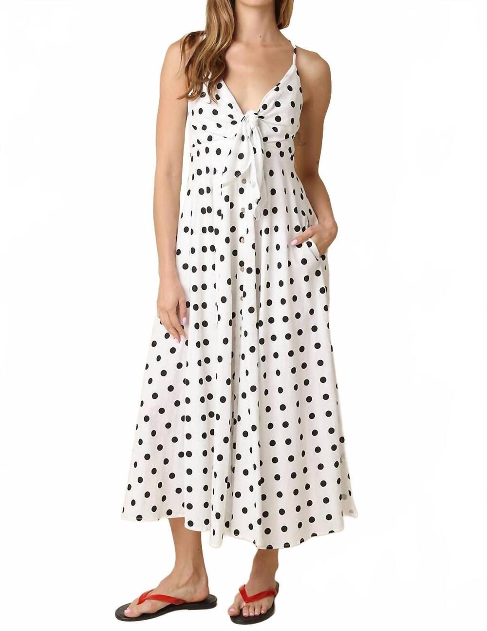 NEW OLIVACEOUS clara polka dot maxi dress in white